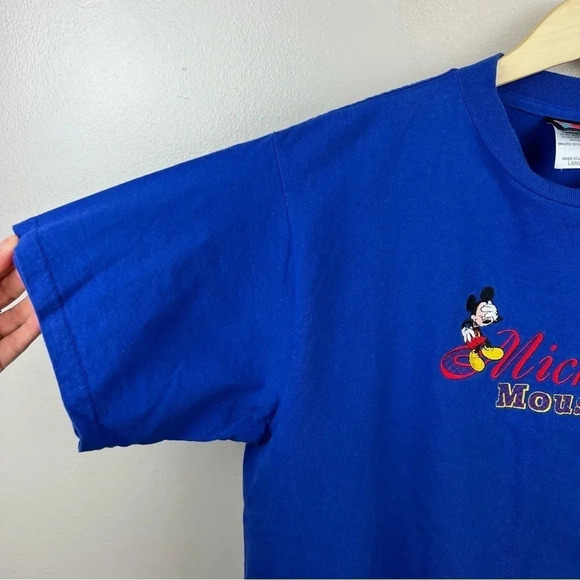 VTG Mickey Unlimited T-shirt Womens Large Blue Embroidered Disney Crewneck - Picture 5 of 7